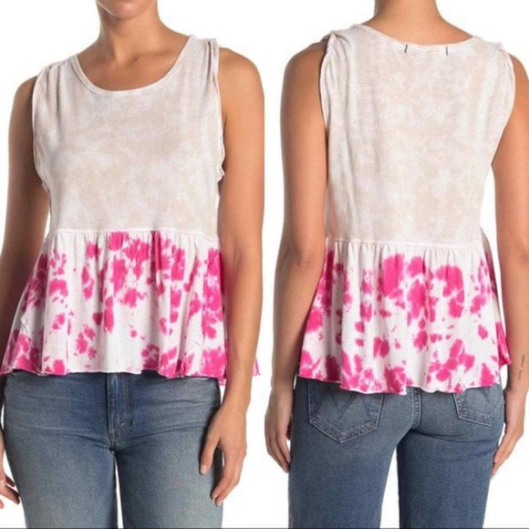 Free People Tops - NWT Free People (We The Free) Anytime Peplum Tie-Dye Tank Top sz M